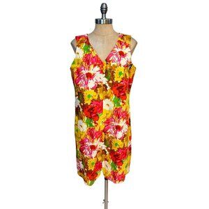 Talbots Womens Petite Sleeveless Floral Sheath Dress 14P Petite